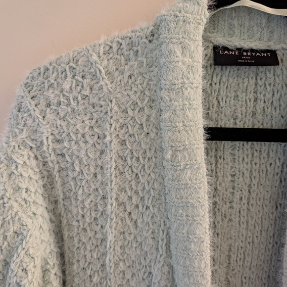 EUC! 🌿 LANE BRYANT ✨ Mint Open-Front Knit Cardigan - Size 14/16 - Picture 4 of 10